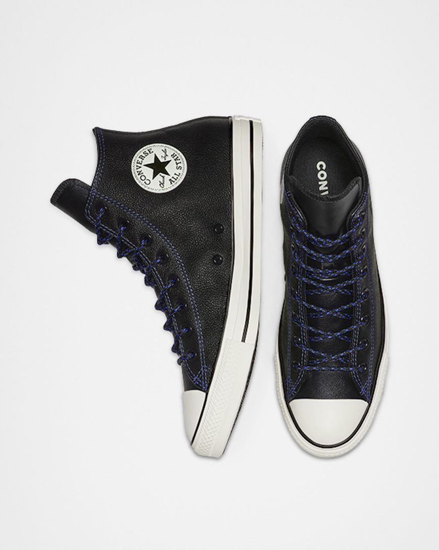 Tenisky Vysoke Converse Tumbled Kozene Chuck Taylor All Star Damske Čierne Kráľovská Modrá | SK CPJZ56